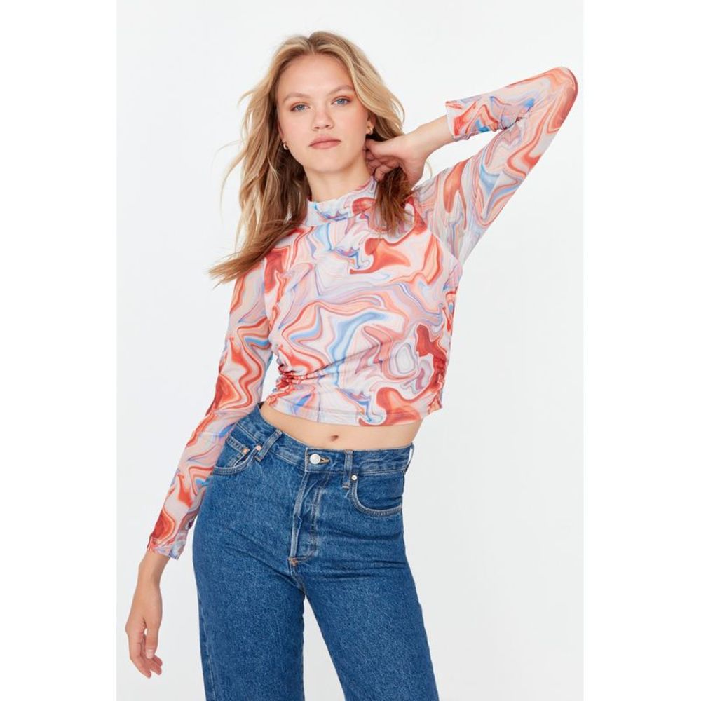NWT Trendyol Women Regular Standing collar Knit Blouse